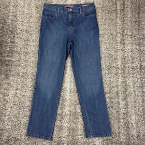 Gloria Vanderbilt Amanda Jeans Womens Sz 10 Petite Blue Stretch Back Pocket Flap